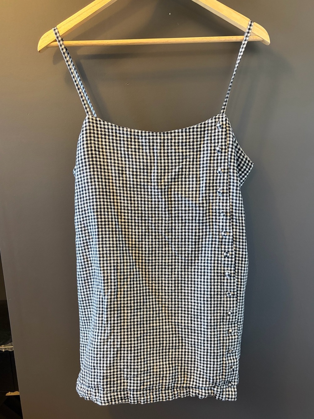 Abercrombie & Fitch Gingham Spaghetti Strap Skort Mini Dress